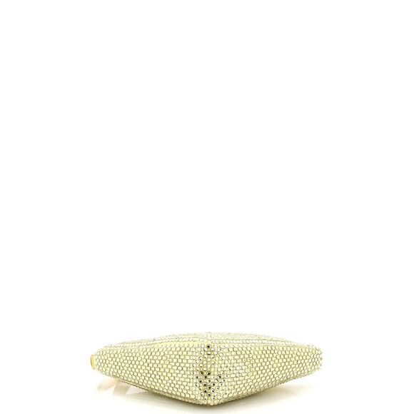 Prada Triangle Top Handle Pouch Bag Crystal Embellished Satin Mini Gold - Picture 4 of 6